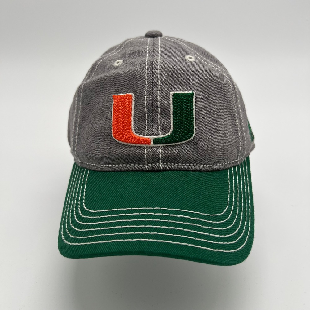 Adidas Miami Hurricanes Youth Hat Cap‎ Gray Green Orange Embroidered